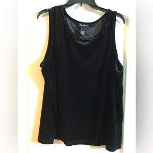 Maggie Barnes 1X Black Velvety Shell. Holiday. Formal.